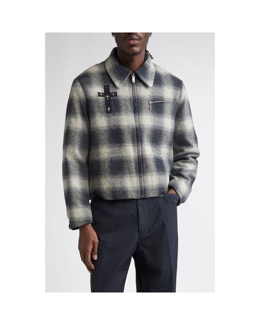 Second Layer Oracle Plaid Virgin Wool Jacket in Black for Men | Lyst