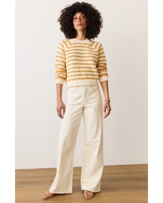 Marine Layer Natural Stripe Open Stitch Crewneck Sweater