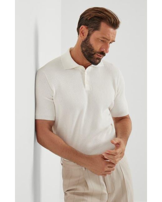 Brunello Cucinelli White English Rib Knit Sweater for men