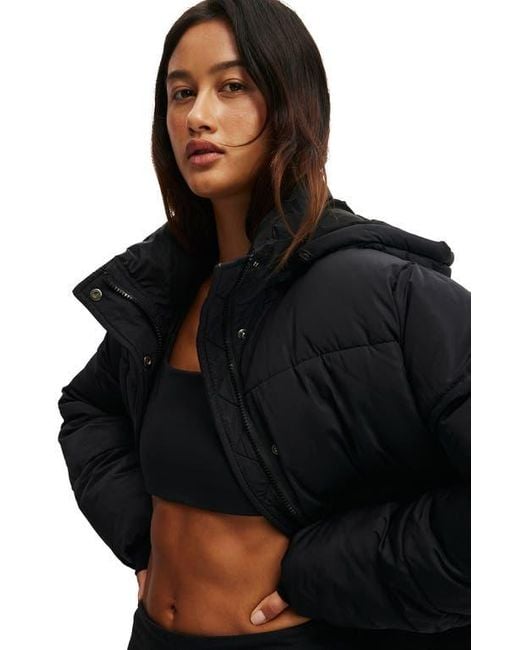 Cotton On Women's Black Active The Mother Puffer Removable Hood Jacket
