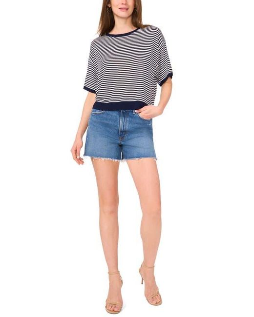 Two By Vince Camuto Blue Stripe Elbow Sleeve Sweater