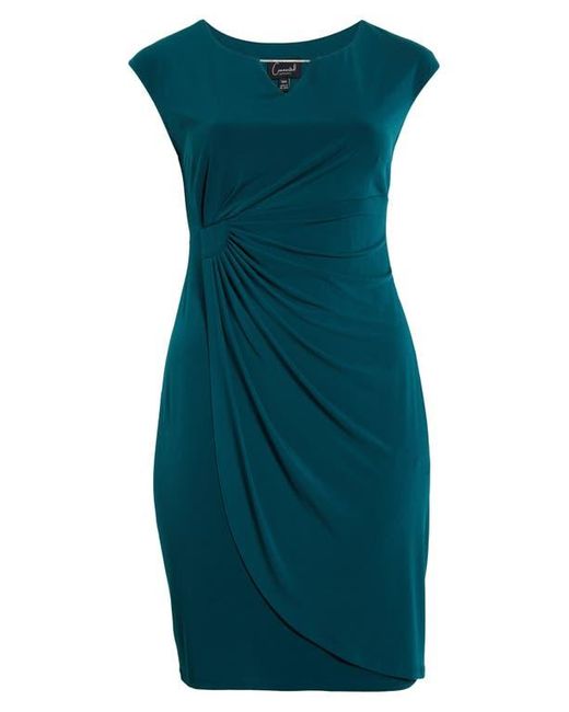 Connected Apparel Women's Green Ruched Faux Wrap Cocktail Dress