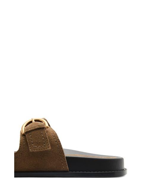 Mango Brown Double-Buckle Slide Sandal