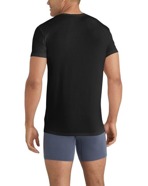 Tommy John Black 3-Pack Second Skin Stay Tucked V-Neck Undershirts for men