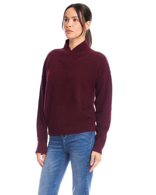 Karen Kane Purple Crossover Collar Sweater