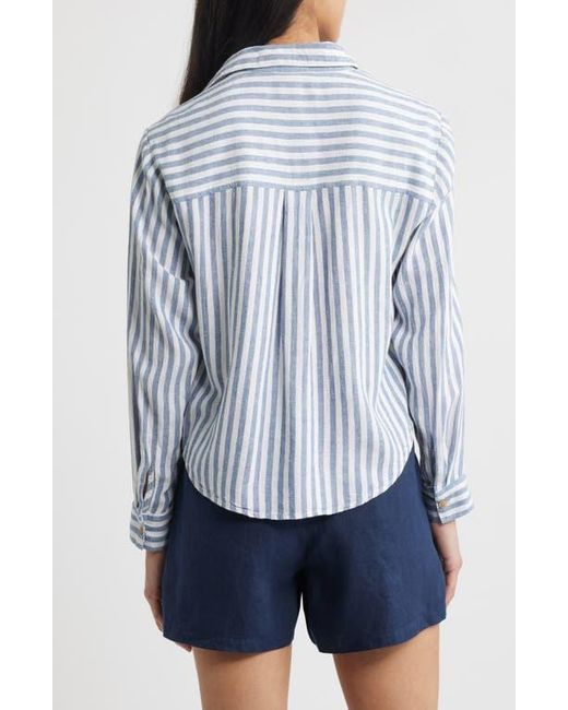 Beach Lunch Lounge Blue Vivica Stripe Twist Hem Button-Up Shirt