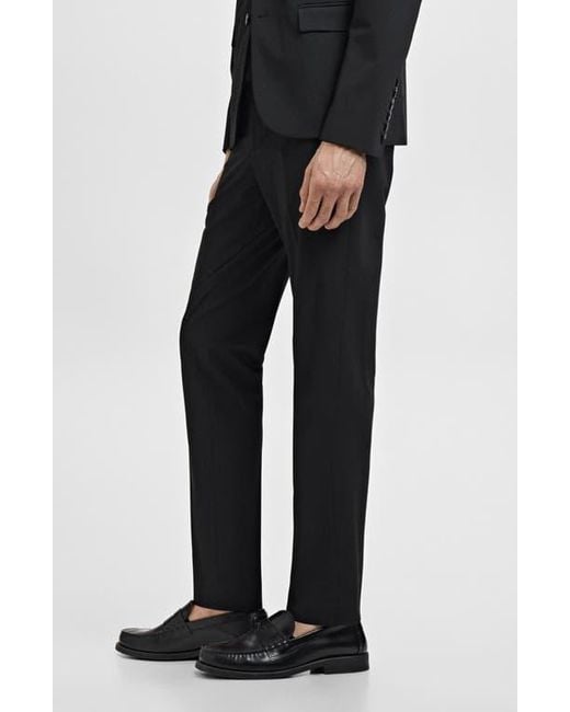 Mango Black Slim Fit Flat Front Pants for men