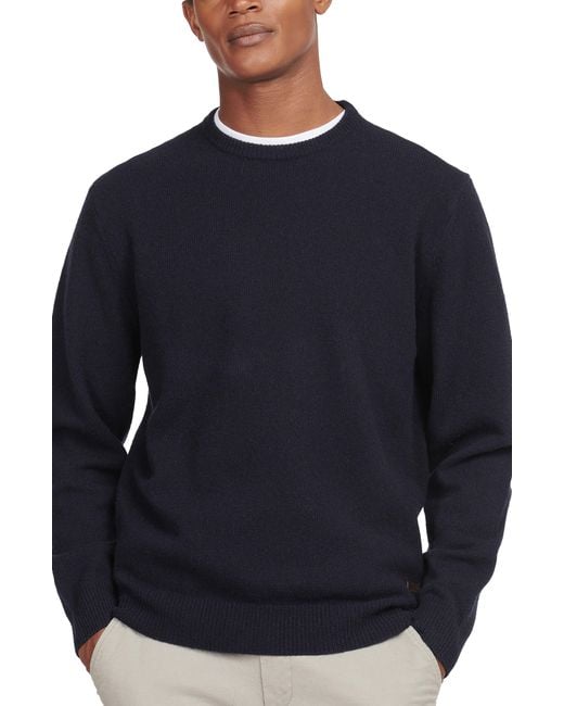 Barbour Blue Essential Patch Wool Crewneck Sweater for men