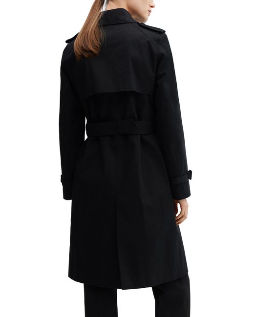 Mango Black Classic Double Breasted Water Repellent Cotton Trench Coat