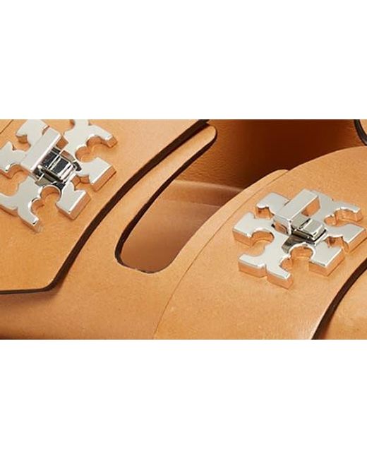 Tory Burch Brown T Lock Sport Slide Sandal