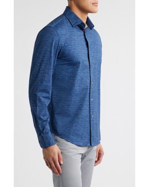 Bugatchi Blue James Ooohcotton Space Dye Button-Up Shirt for men