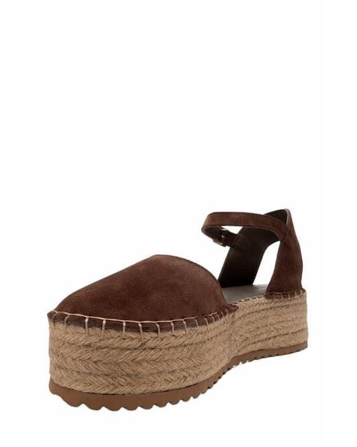 Forever & Always Shoes Brown Viba Leather Espadrille Platform Wedge Sandals
