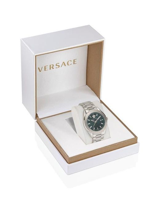 Versace Gray V-Code Bracelet Watch, 42Mm for men