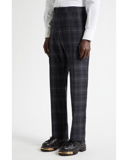 Thom Browne Blue Plaid Wool Backstrap Pants for men