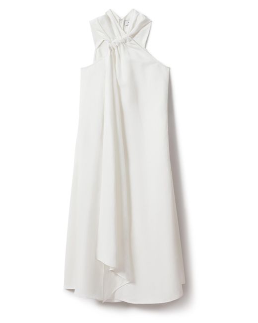 Reiss White Cosette Sleeveless Linen Blend Dress