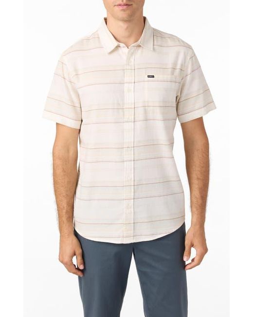 O'neill Sportswear White Seafaring Stripe Stretch Short Sleeve Button-Up Shirt for men