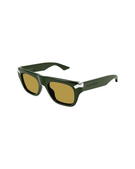 Alexander McQueen 51mm Rectangular Sunglasses in Green for Men | Lyst