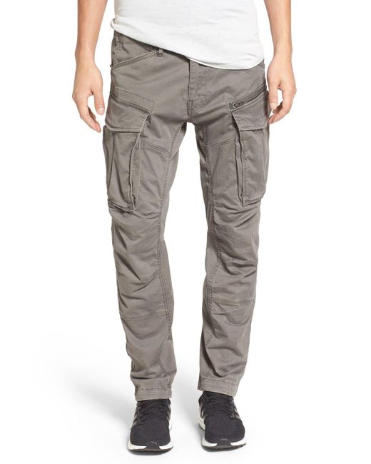 G-Star RAW Gray Rovik Tapered Fit Cargo Pants for men