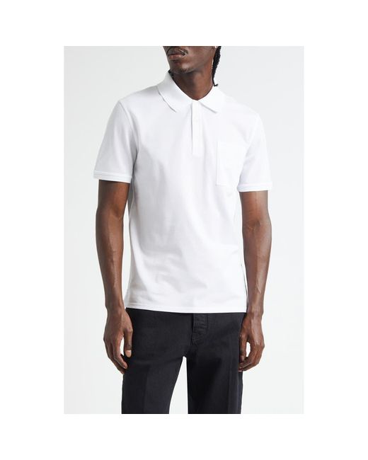 Givenchy White Logo Patch Regular Fit Cotton Piqué Polo for men