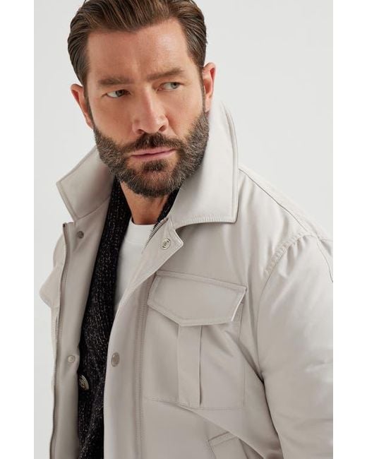 Brunello Cucinelli White Bomber Jacket With Padding for men