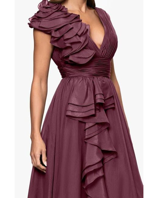 Xscape Evenings Purple Ruffle Organza Gown