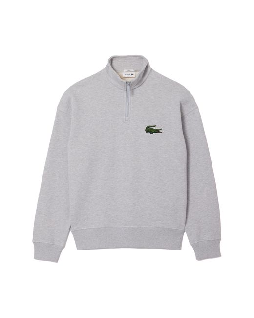Lacoste Gray French Terry Quarter Zip Pullover for men