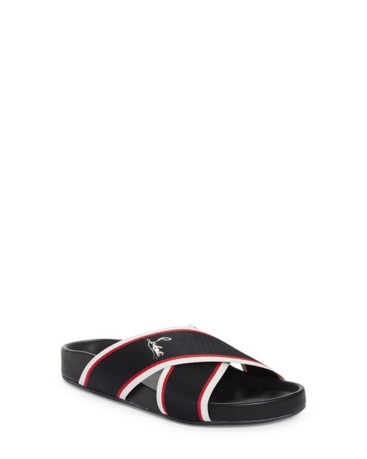 Christian Louboutin Black Hot Cross Bizz Slide Sandal for men