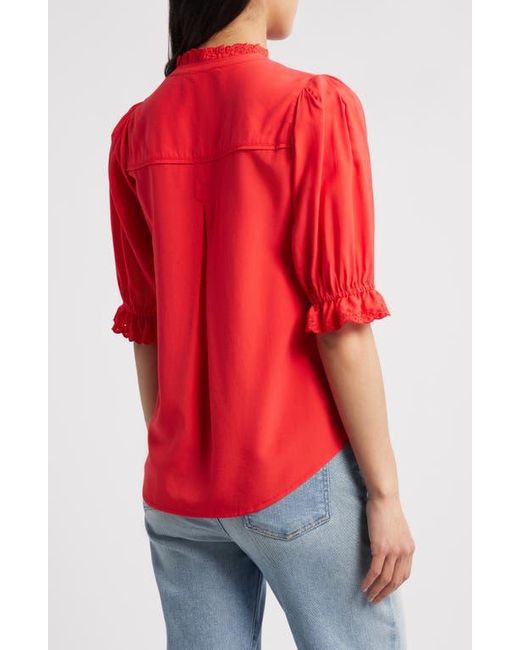 Wit & Wisdom Red Eyelet Accent Top