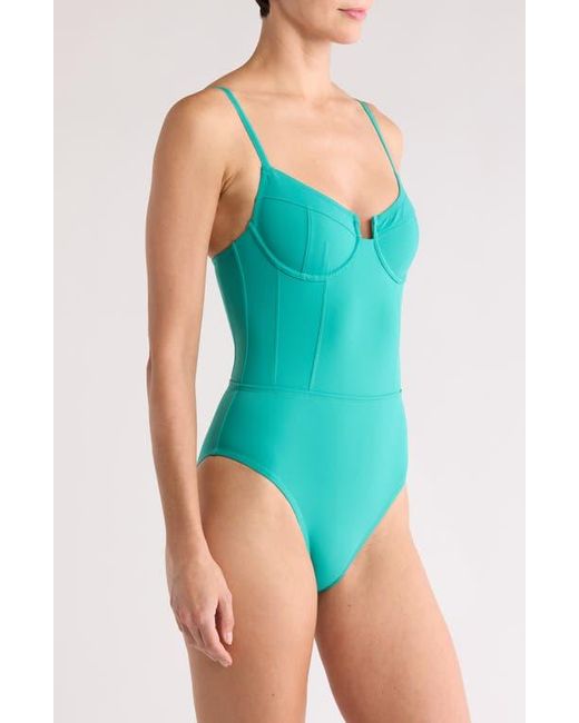Solid & Striped Green Veronica Underwire One-Piece Swimsuit