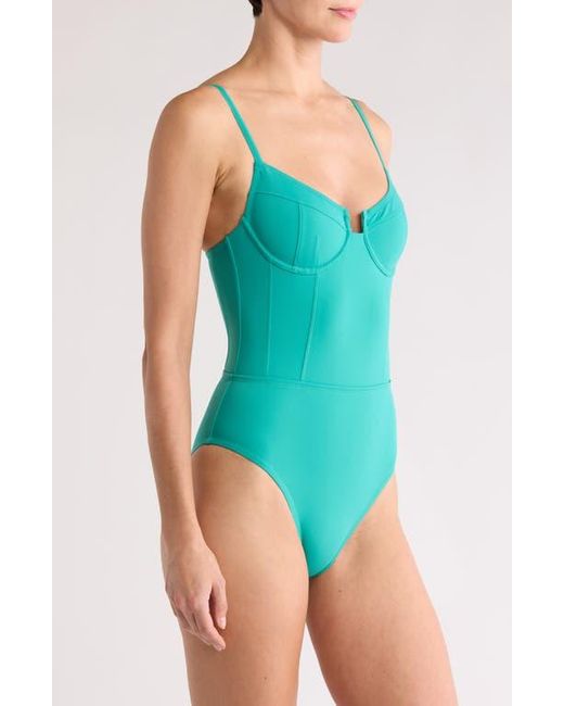Solid & Striped Green Veronica Underwire One-Piece Swimsuit