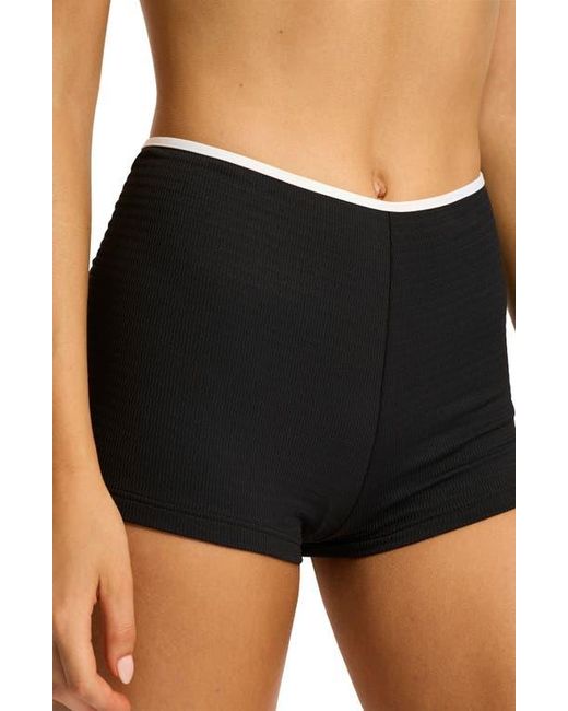 Seafolly Black Beach Bound Boyleg Swim Shorts
