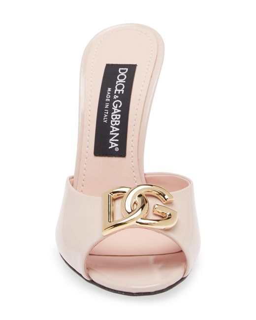 Dolce & Gabbana Pink Dg Logo Patent Slide Sandal