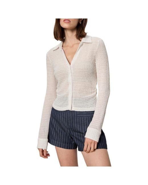 Sanctuary White Juno Textured Button-Up Top