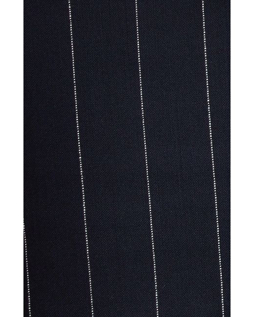 Monse Blue Deconstructed Pinstripe Lace Trim Wool Blend Crop Top