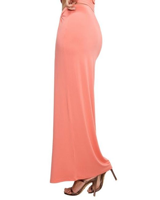 GOOD AMERICAN Pink Ruched Jersey Maxi Skirt
