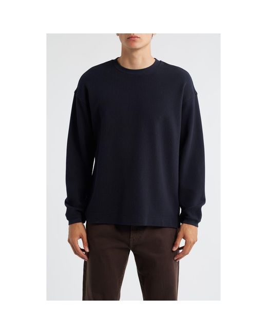 FRAME Blue Long Sleeve Waffle Stitch T-Shirt for men