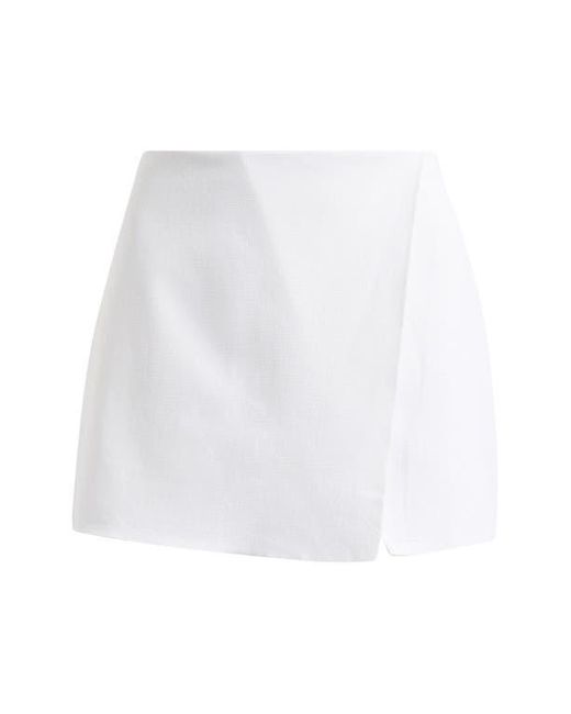 Steve Madden White Avalon Wrap Front Linen Blend Skort