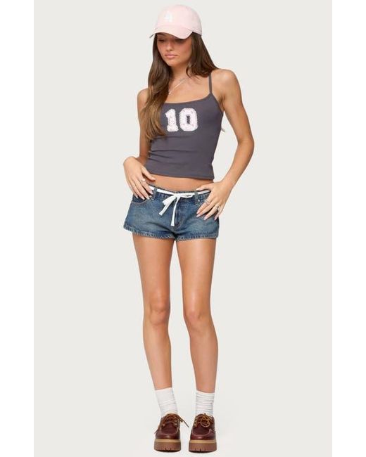 Edikted Blue 10 Patch Stretch Cotton Camisole