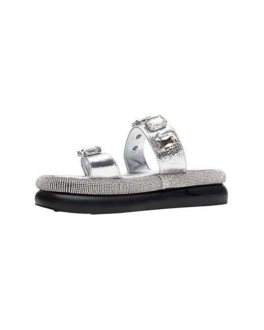 Prologue Shoes Metallic Evans Jeweled Platform Sandal