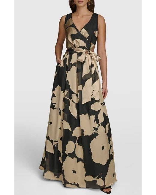 Donna Karan Multicolor Faux Wrap Ballgown