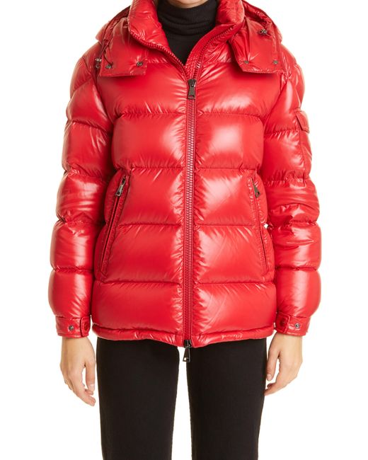 Moncler Maire Water Resistant Down Puffer Jacket in Red | Lyst