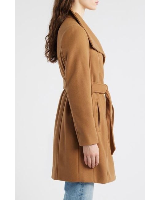 Michael Kors Brown Belted Coat With Oversize Collar