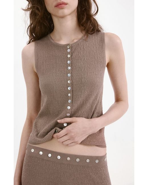Mango Brown Contrast Button-Up Tank