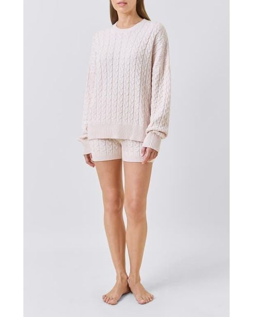 Papinelle White Cozy Cable Long Sleeve Pajama Top