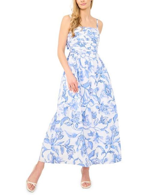 halogen pleated dress Halogen® Pleated Back Cutout Cotton Maxi Sundress in Blue