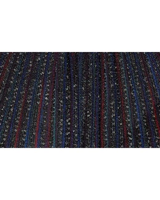 Missoni Blue Sequin Stripe Long Sleeve Minidress