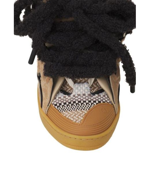 Lanvin Brown Curb Suede Sneakers With Mesh Laces