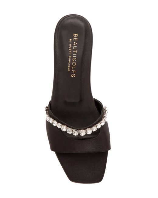 Beautiisoles Black Genna Crystal Slide Sandal