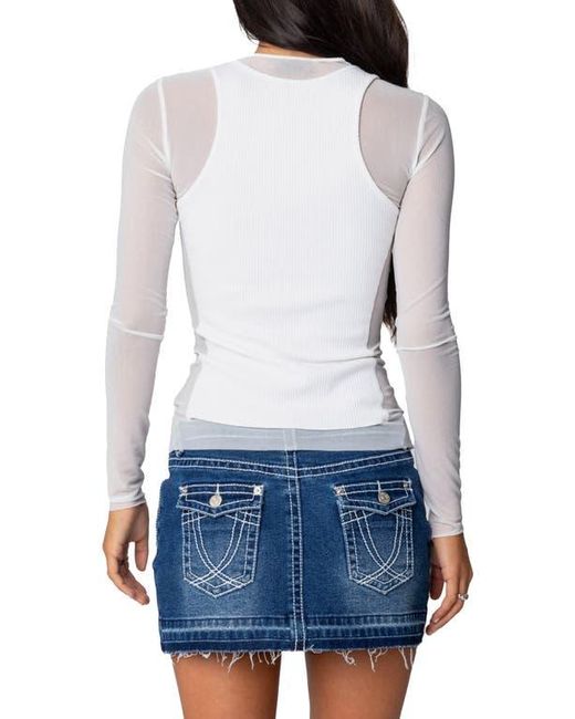 Edikted White Layered Mesh Top