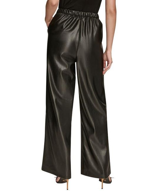 Donna Karan Black Pull On Faux Leather Pants